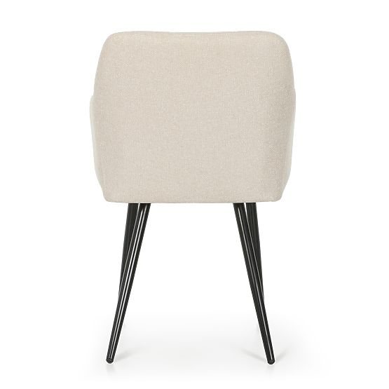 6x Kárpitozott szék négyzetes steppelés Bézs LUXANO Fekete lábak Lumos szövet