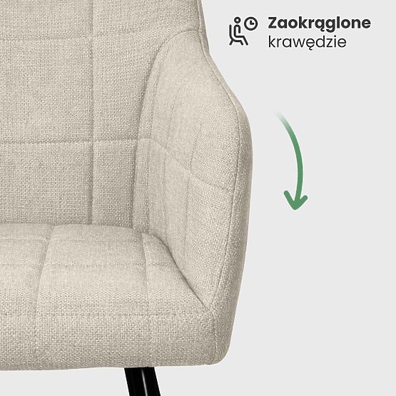 6x Kárpitozott szék négyzetes steppelés Bézs LUXANO Fekete lábak Lumos szövet