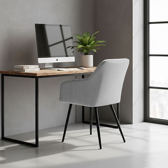 6x Kárpitozott szék négyzetes steppeléssel Világosszürke LUXANO Fekete lábak Lumos szövet