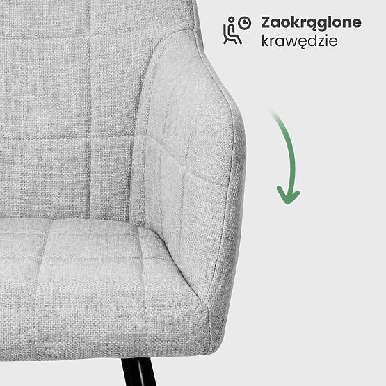 6x Kárpitozott szék négyzetes steppeléssel Világosszürke LUXANO Fekete lábak Lumos szövet