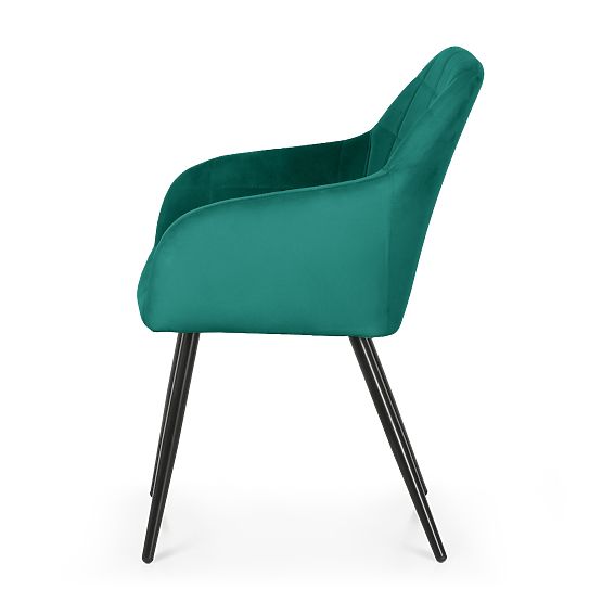 6x Kárpitozott szék négyzetes steppelésű Palackzöld LUXANO Fekete lábak