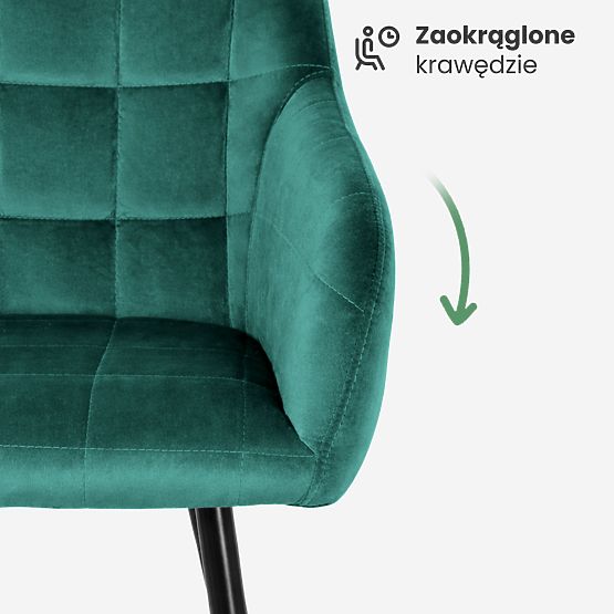 6x Kárpitozott szék négyzetes steppelésű Palackzöld LUXANO Fekete lábak