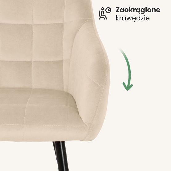 6x Kárpitozott szék négyzetes tűzéssel Bézs LUXANO Fekete lábak