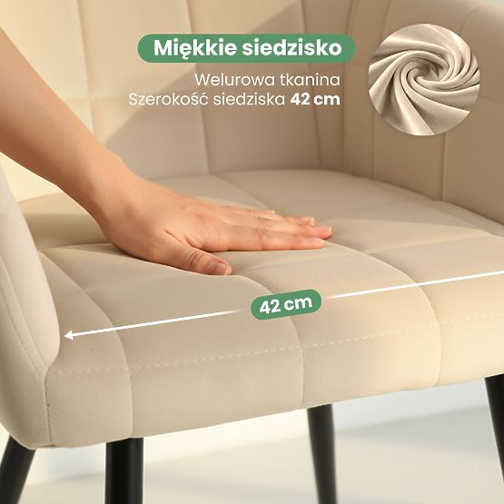 6x Kárpitozott szék négyzetes tűzéssel Bézs LUXANO Fekete lábak