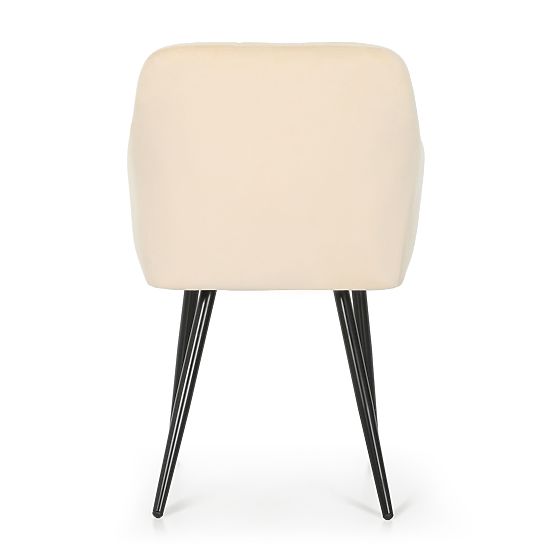 6x Kárpitozott szék négyzetes tűzéssel Bézs LUXANO Fekete lábak