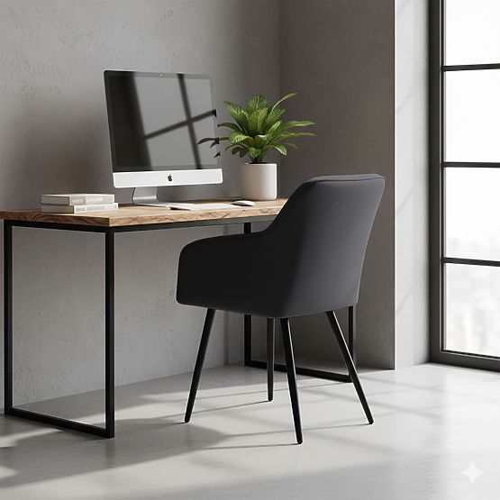 6x Kárpitozott szék négyzetes varrással Fekete LUXANO Fekete lábak