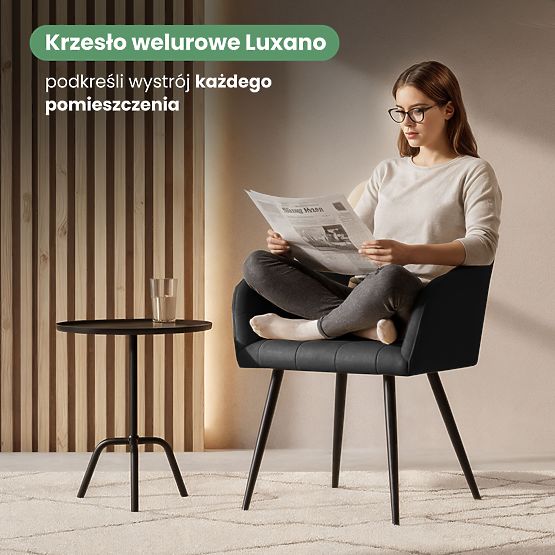 6x Kárpitozott szék négyzetes varrással Fekete LUXANO Fekete lábak
