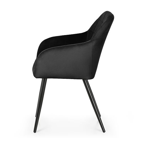 6x Kárpitozott szék négyzetes varrással Fekete LUXANO Fekete lábak