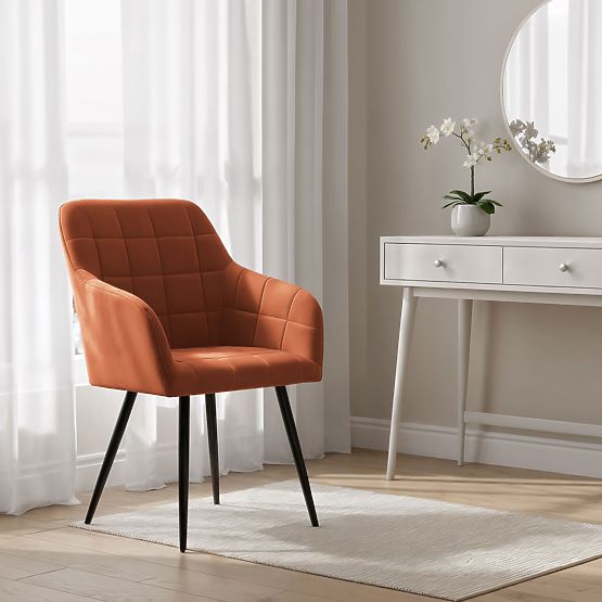 6x Kárpitozott szék négyzetes varrással Réz LUXANO Fekete lábak