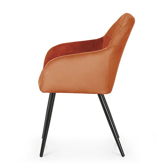 6x Kárpitozott szék négyzetes varrással Réz LUXANO Fekete lábak