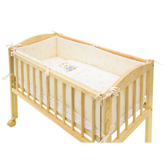 7-észes rácsos kiságy készlet - Scarlett Baby - mackó - bézs