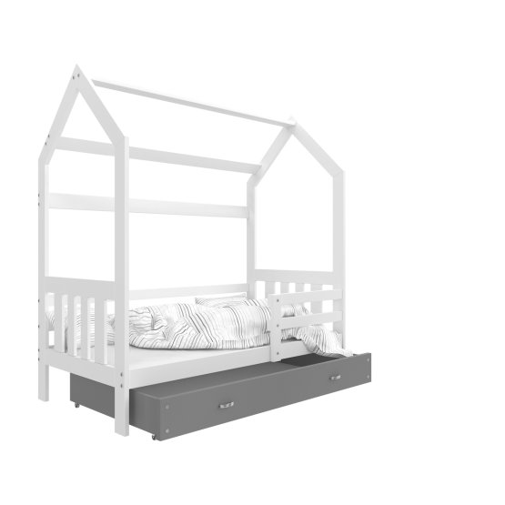 Gyermekek ágy ház Philip - fehér-szürke