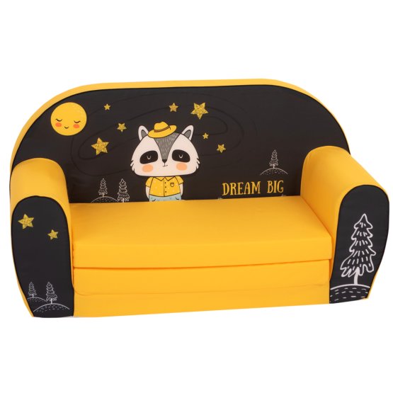 Gyerek kanapé Raccoon - fekete-sárga