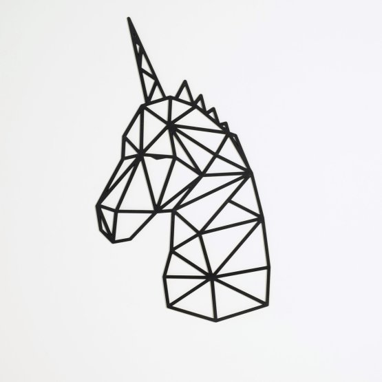 Fából készült geometrikus festmény - Unicorn - különböző színekben Szín: fekete