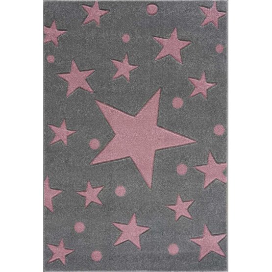 Childrens szőnyeg csillagok - szürke-rózsaszín