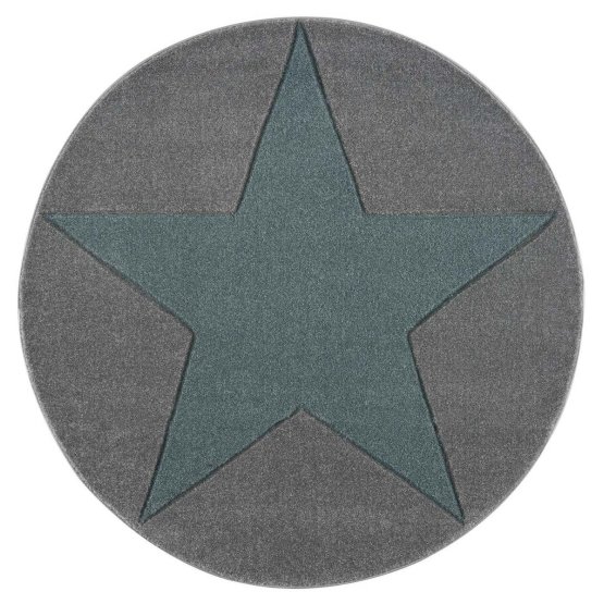 Kerek gyerek szőnyeg STAR - ezüstszürke/mentazöld