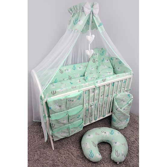 Ágynemű szett 135x100 cm - láma - mentazöld