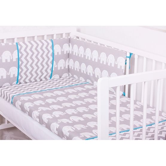 Ágyneműhuzat rácsos babágyba - elefántok