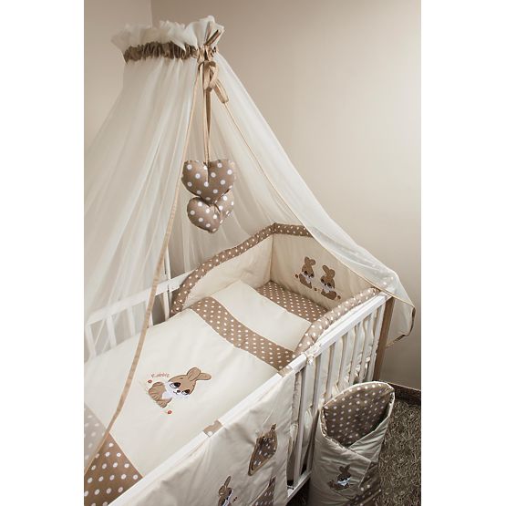 Ágyneműhuzat szett kiságyba 135x100cm - Rabbit - barna