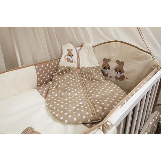 Ágyneműhuzat szett kiságyba 135x100cm - Rabbit - barna