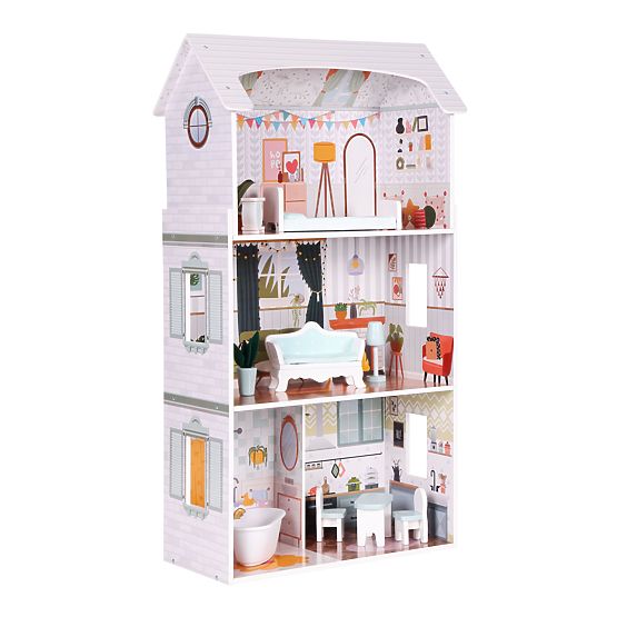 Alice babaház 3 szint 4 szoba 9 bútordarab ECOTOYS készlet