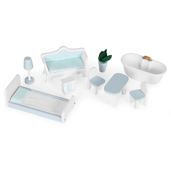 Alice babaház 3 szint 4 szoba 9 bútordarab ECOTOYS készlet