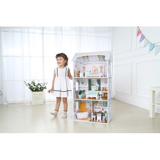 Alice babaház 3 szint 4 szoba 9 bútordarab ECOTOYS készlet