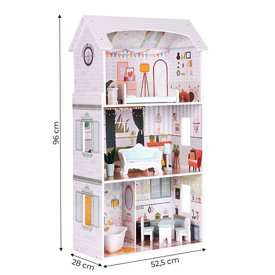 Alice babaház 3 szint 4 szoba 9 bútordarab ECOTOYS készlet