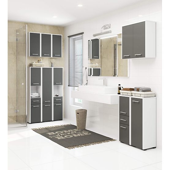 ÁLLÓ FÜRDŐSZOBAI SZEKRÉNY FIN S30 1D FEHÉR / SZÜRKE