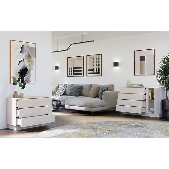 AMBER 3S Komód 3 Fiókos Szekrény Hálószobába Nappaliba KAŠMÍR Bézs