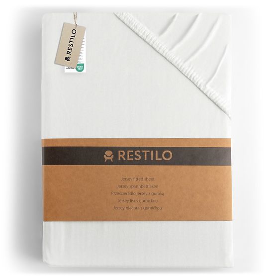 AMBER lepedő fehér színben, klasszikus stílus, jersey anyagból, 80-90x200 DecoKing