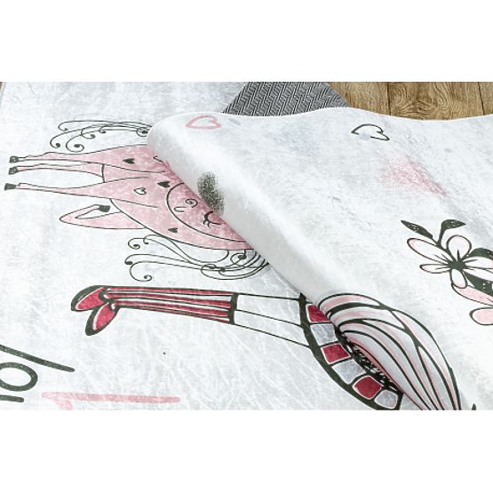 BAMBINO 2644 mosó szőnyeg Kislány, egyszarvú gyerekeknek csúszásgátló - fehér/rózsaszín