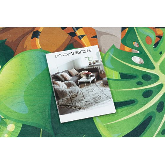 BAMBINO 2651 mosó szőnyeg Állatok, dzsungel gyerekeknek csúszásmentes - zöld / barna