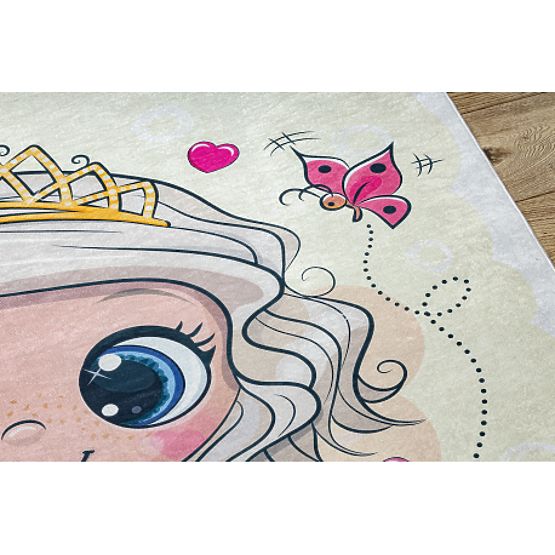 BAMBINO 43020 mosó szőnyeg Hercegnő, csillagok gyerekeknek csúszásmentes - krém / rózsaszín