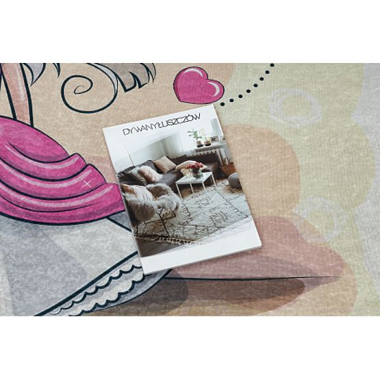 BAMBINO 43020 mosó szőnyeg Hercegnő, csillagok gyerekeknek csúszásmentes - krém / rózsaszín