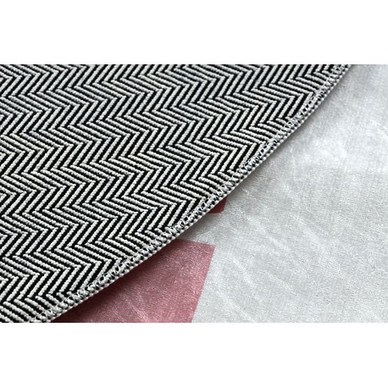 BAMBINO 47810 kerek mosószőnyeg Szivárvány, pöttyök gyerekeknek csúszásmentes - fehér/rózsaszín