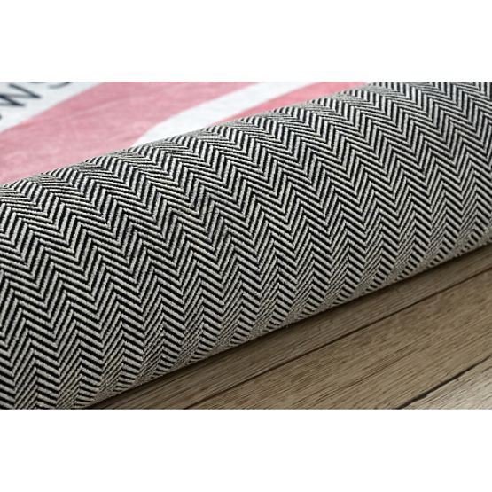 BAMBINO 47810 kerek mosószőnyeg Szivárvány, pöttyök gyerekeknek csúszásmentes - fehér/rózsaszín