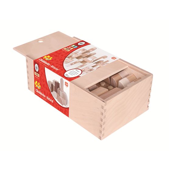 Bigjigs Baby Fa összekötő kockák - 100 darabos Natur készlet