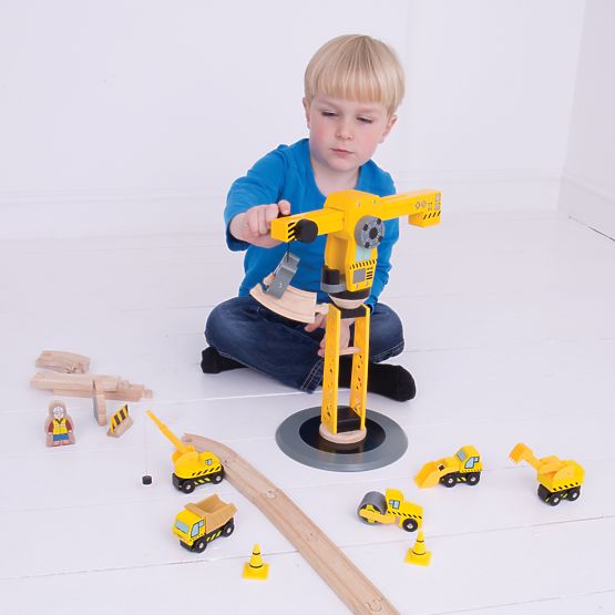 Bigjigs Rail Crane és építőipari gépek