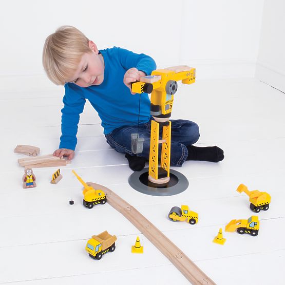Bigjigs Rail Crane és építőipari gépek