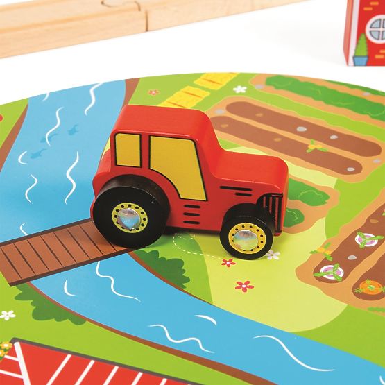 Bigjigs Rail Fa vonatpálya országúttal 80 részes