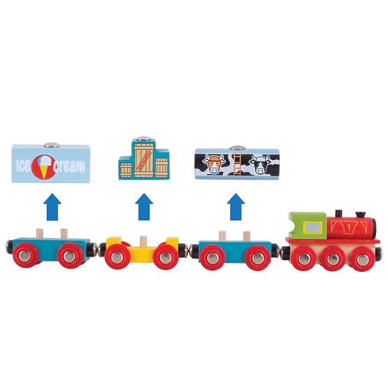 Bigjigs Rail Freight vonat + 3 vágány