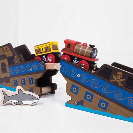 Bigjigs Rail Pirate vonat + 3 vágány