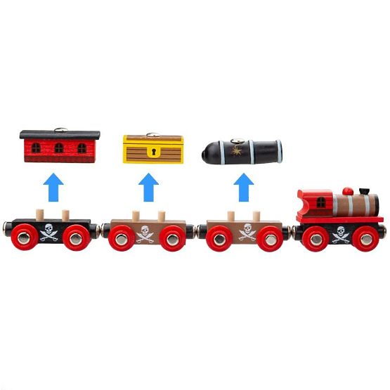 Bigjigs Rail Pirate vonat + 3 vágány