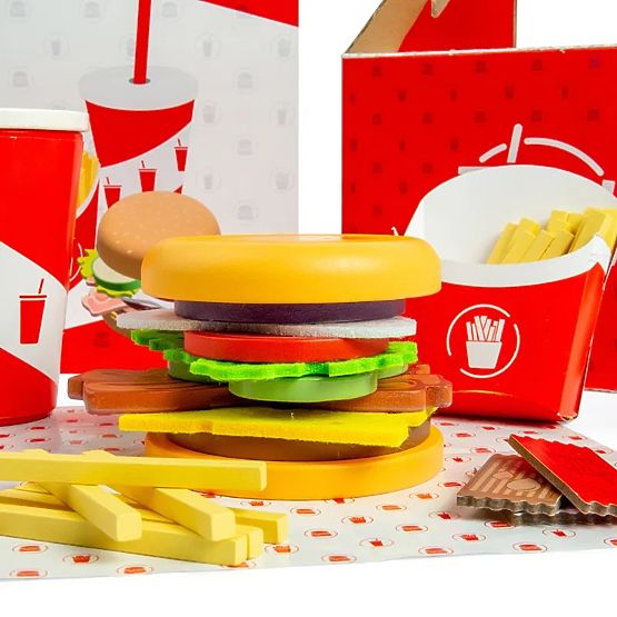 Bigjigs Toys Burger és sültkrumpli készlet