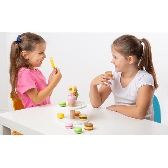 Bigjigs Toys Fa állvány édes finomságokkal