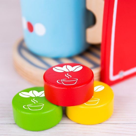 Bigjigs Toys Fa kávéfőző piros