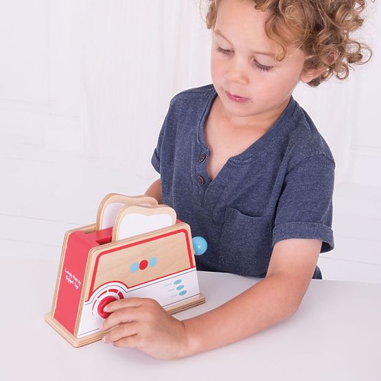 Bigjigs Toys Fa kenyérpirító pöttyökkel
