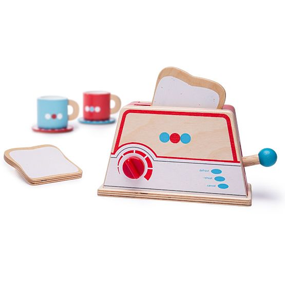 Bigjigs Toys Fa kenyérpirító pöttyökkel