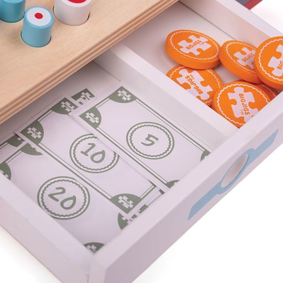 Bigjigs Toys Fa pénztárgép piros